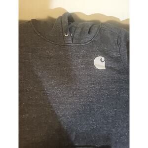 Carhartt unisex Hoodie Relaxed Fit Size Small S Gray Pullover Logo Sleeve